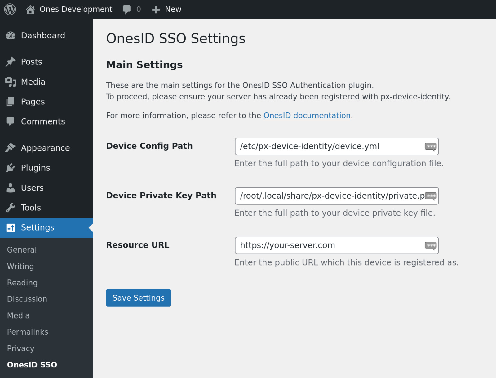 WordPress Plugin Settings